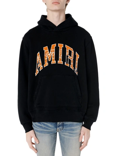 Shop Amiri Bandana Applique Hoodie Sweatshirt In Black Orange
