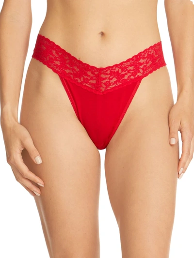 Shop Hanky Panky Cotton Original-rise Thong In Red