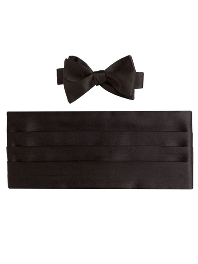 Shop David Donahue Men's Satin Bow Tie & Cummerbund Set In Black