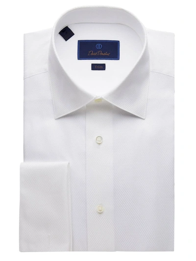 Shop David Donahue Men's Trim-fit Dobby Weave Formal Shirt In White