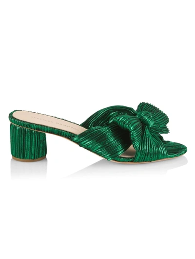 Shop Loeffler Randall Women's Emilia Pleated Knot Mules In Emerald