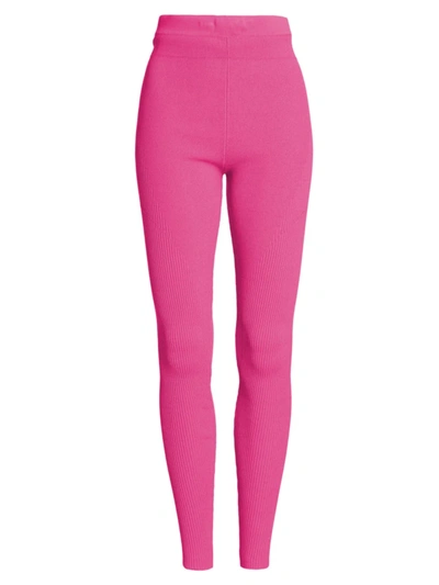 Shop Jacquemus Arancia Ribbed Leggings In Pink