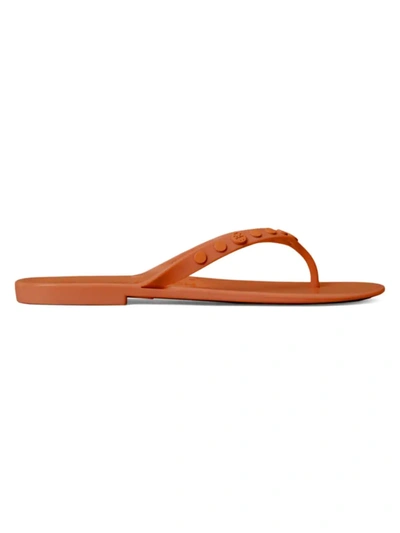Shop Tory Burch Women's Studded Jelly Thong Sandals In Canela