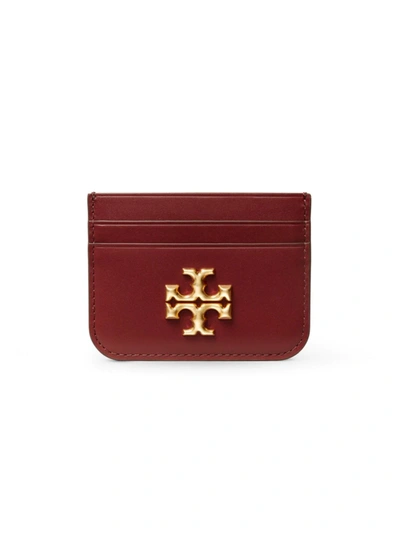 Shop Tory Burch Women's Eleanor Leather Card Case In Huckle Berry