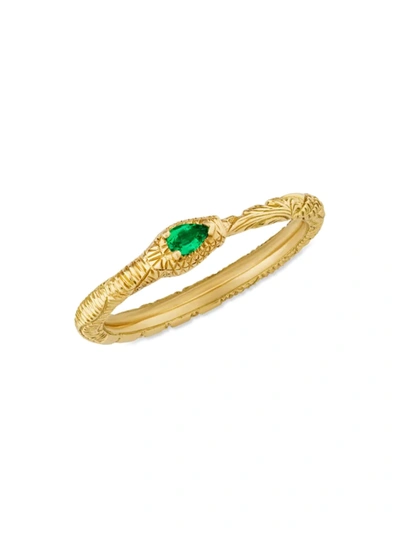 Shop Gucci Women's Ouroboros 18k Yellow Gold & Emerald Ring