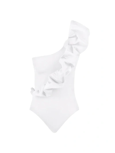 Shop Maygel Coronel Women's Elena Ruffle One-piece Swimsuit In Off White