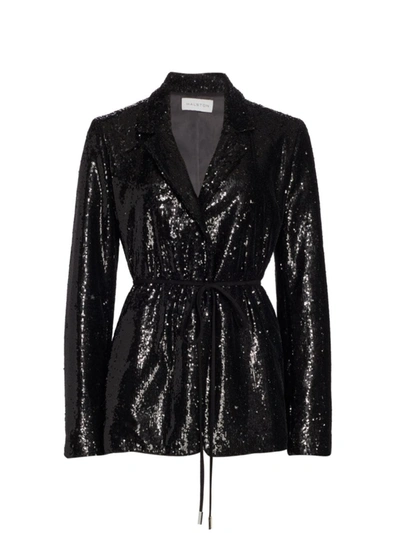 Shop Halston Women's Lucy Sequined Mesh Blazer In Black