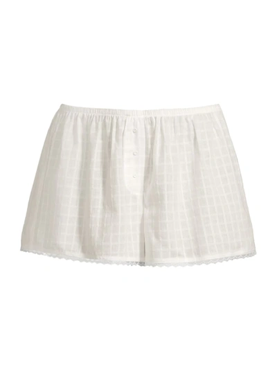 Shop Andine Women's Gigi Cotton Batiste Pajama Shorts In White Check