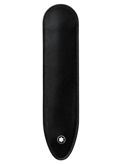 Shop Montblanc Men's Leather & Platinum Pen Sleeve In Black