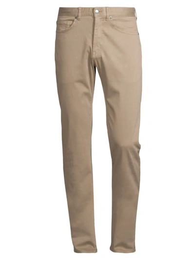 Shop Peter Millar Men's Regular-fit Ultimate Sateen Five-pocket Pants In Grain