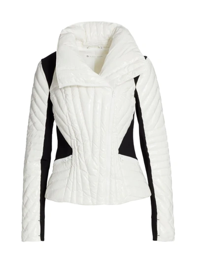 Shop Blanc Noir Women's Motion Panel Puffer Jacket In White Black