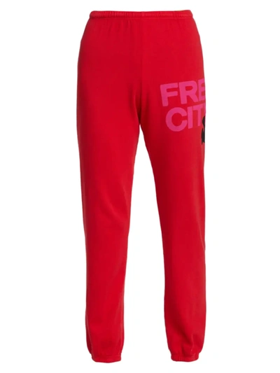 Shop Freecity Logo Sweatpants In Red Light