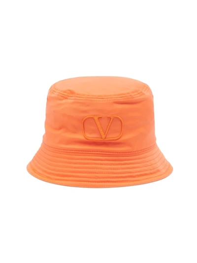 Shop Valentino Men's Vlogo Monochrome Bucket Hat In Arancio