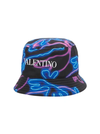 Shop Valentino Men's Neon Camo Logo Bucket Hat In Neutral