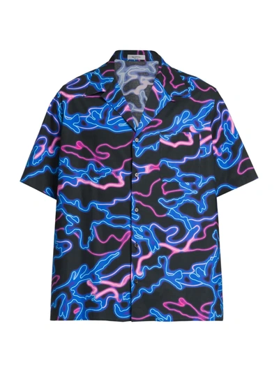 Shop Valentino Short-sleeve Camo Printed Shirt In Neon Camo