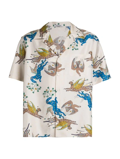 Shop Valentino Short-sleeve Utopia Avorio Printed Shirt