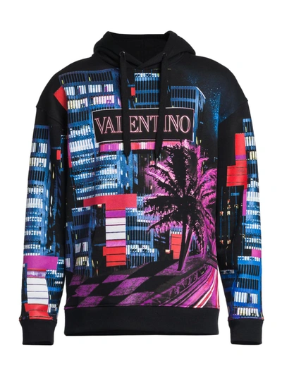 Shop Valentino Vltn Tag Electric City Hoodie Sweatshirt In  Electric City