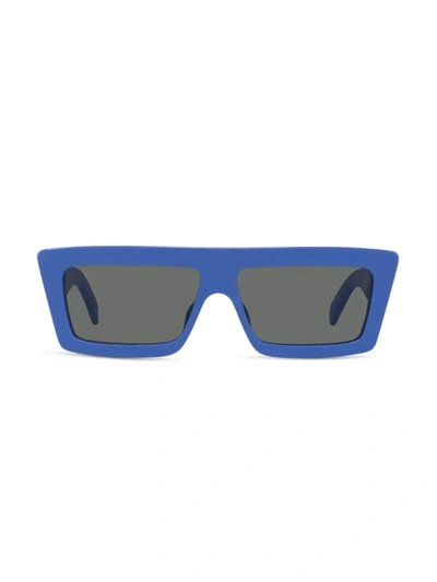 Shop Celine 57mm Rectangular Sunglasses In Blue