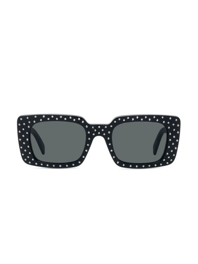Shop Celine Women's 51mm Rectangular Sunglasses In Black