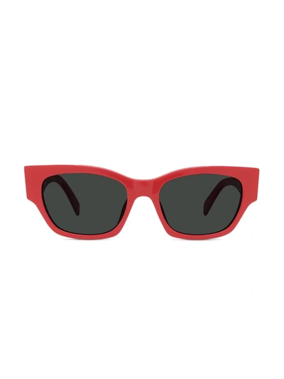 Shop Celine Women's 54mm Rectangular Sunglasses In Red