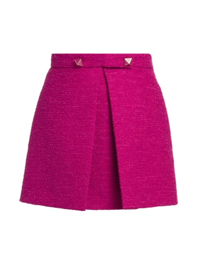 Shop Valentino Women's Tweed Mini-skirt In Pink