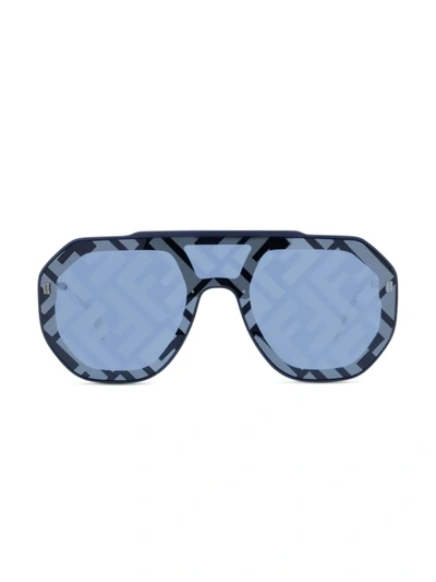 Shop Fendi Women's Ff Evolution 145mm Mask Sunglasses In Silver