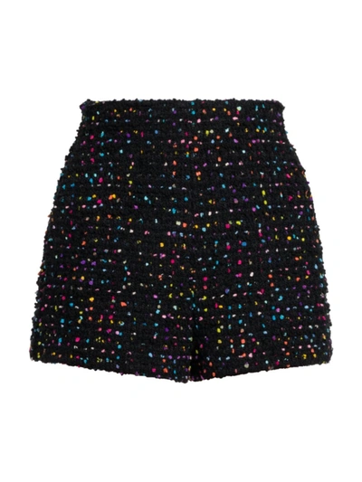 Shop Valentino Women's Speckled Tweed Shorts In Black Multi