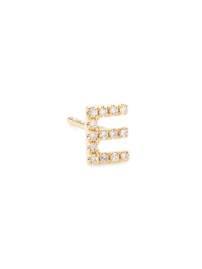 Shop Saks Fifth Avenue Women's 14k Yellow Gold & 0.03 Tcw Diamond Initial Stud Earring In Initial E
