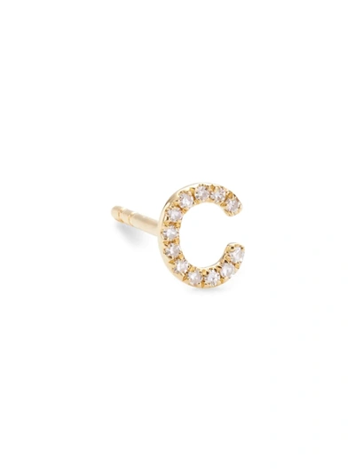 Shop Saks Fifth Avenue Women's 14k Yellow Gold & 0.03 Tcw Diamond Initial Stud Earring In Initial C