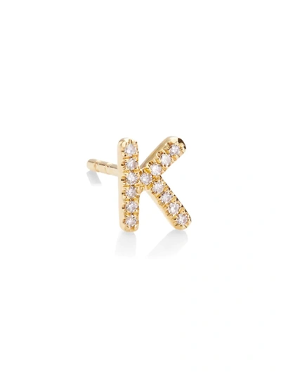 Shop Saks Fifth Avenue Women's 14k Yellow Gold & 0.03 Tcw Diamond Initial Stud Earring In Initial K