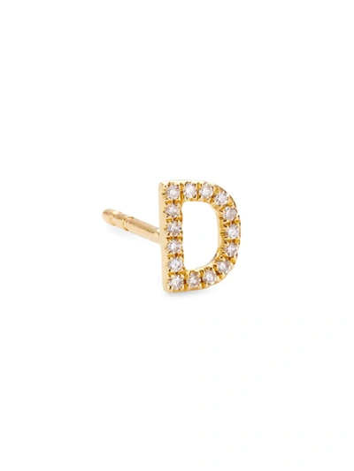 Shop Saks Fifth Avenue Women's 14k Yellow Gold & 0.03 Tcw Diamond Initial Stud Earring In Initial D