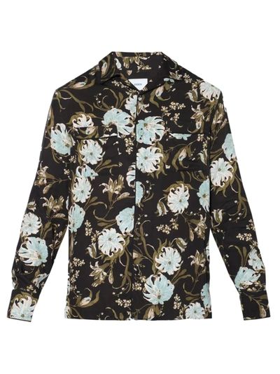 Shop Erdem Men's Lucius Floral-print Pajama Top In Black Azure Olive