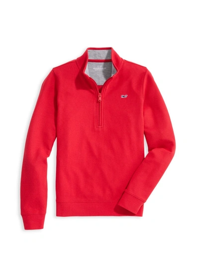 Shop Vineyard Vines Little Boy's & Boy's Zip Cotton Top In Red Velvet