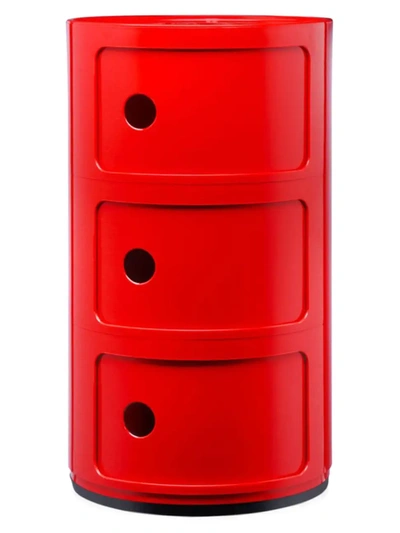 Shop Kartell Componibili 3-door Storage Cabinet In Red