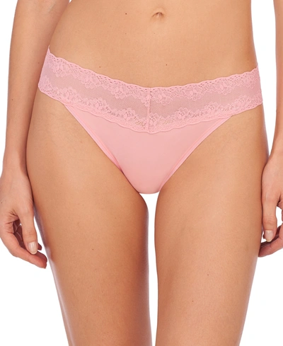 Shop Natori Bliss Perfection Lace-waist Thong Underwear 750092 In Pink Icing