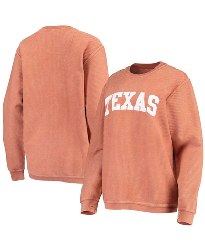 Shop Pressbox Women's Texas Orange Texas Longhorns Comfy Cord Vintage-like Wash Basic Arch Pullover Sweatshirt