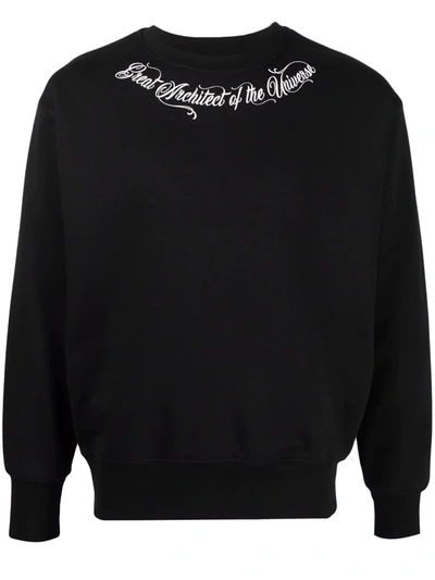 Shop Omc Slogan-print Crew Neck Sweatshirt In Schwarz