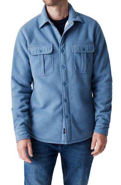 Shop Faherty Fleece Lined Snap Shirt Jacket In Koi Blue