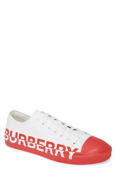 Shop Burberry Larkhall Graphic Logo Sneaker In Bright Red