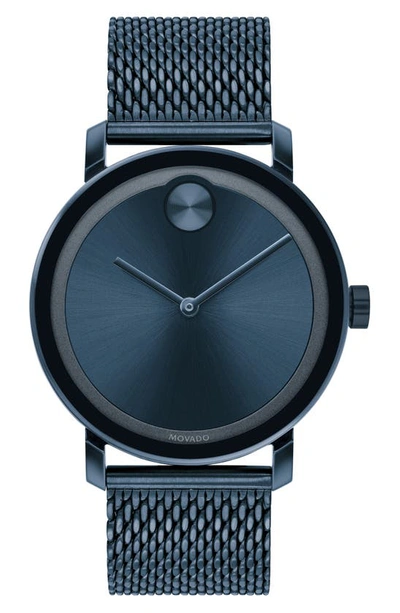 Shop Movado Bold Evolution Mesh Bracelet Watch, 40mm In Blue