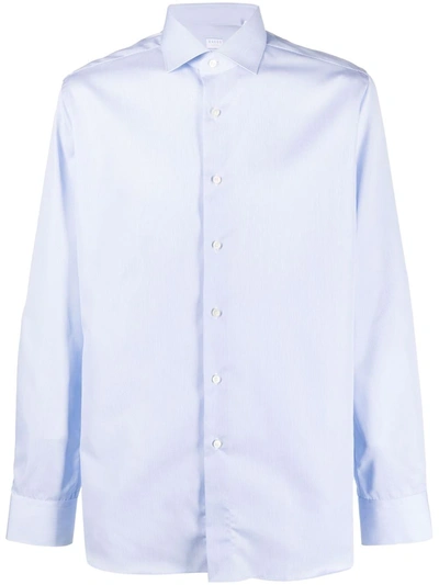 Shop Xacus Buttoned-up Cotton Shirt In 蓝色