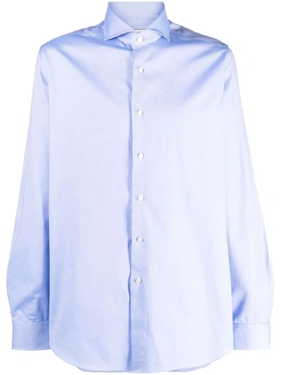 Shop Xacus Buttoned-up Cotton Shirt In 蓝色