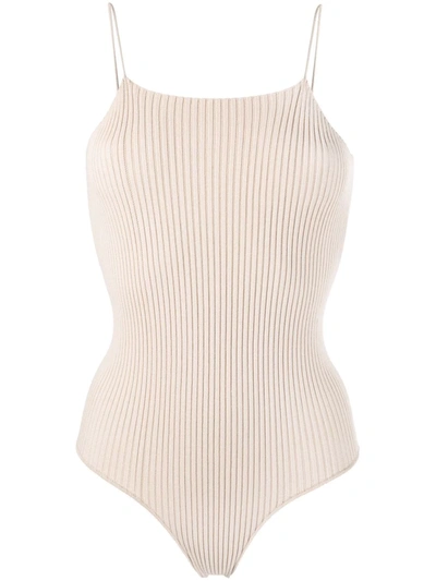 Shop Aeron Ribbed Knitted Bodie In Neutrals