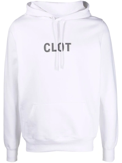 Shop Clot Logo-print Cotton Hoodie In Weiss