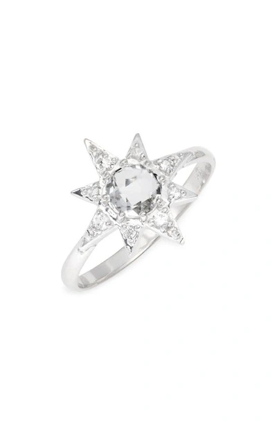 Shop Anzie Starburst Sapphire Ring In Silver/ Topaz