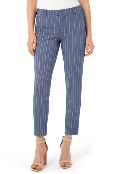 Shop Liverpool Jeans Company Kelsey Knit Trousers In Blue/ With Herrinbone Stripe