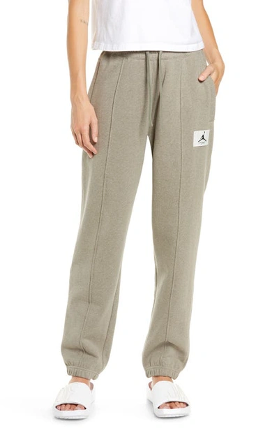 Shop Jordan Essentials Pintuck Fleece Sweatpants In Light Army/ Saturn Gold