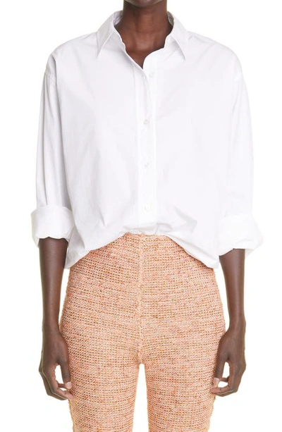 St John Cotton Poplin Button-up Shirt In White