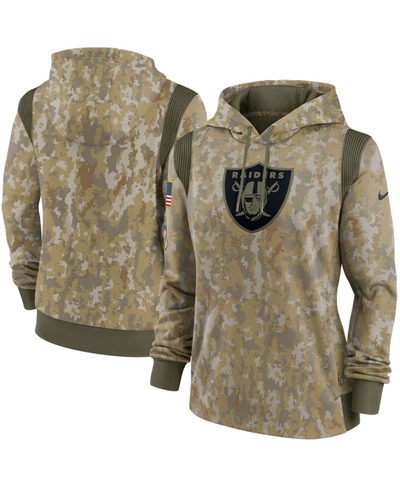 Shop Nike Women's Olive Las Vegas Raiders 2021 Salute To Service Therma Performance Pullover Hoodie