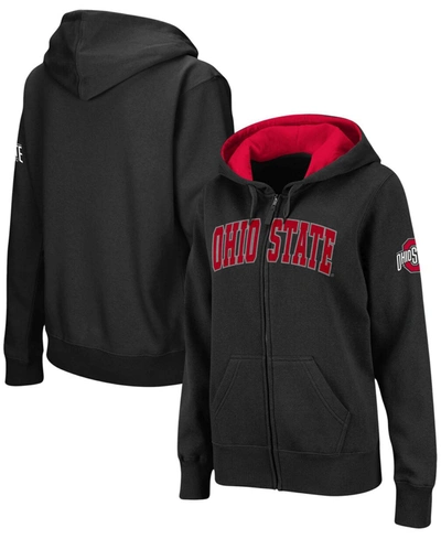 Colosseum Women's Black Ohio State Buckeyes Arched Name Full-zip Hoodie In Black